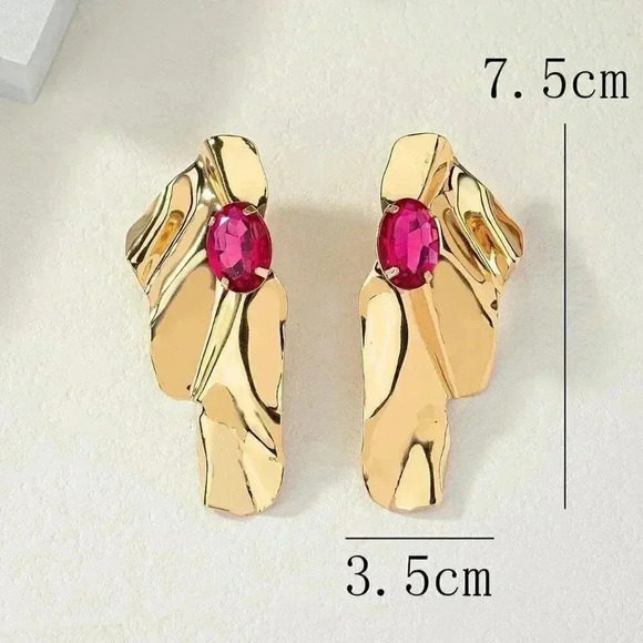 Multicolor Women's Exaggerated Sea Wave Shape Luxurious Earrings - Picture 4 of 6